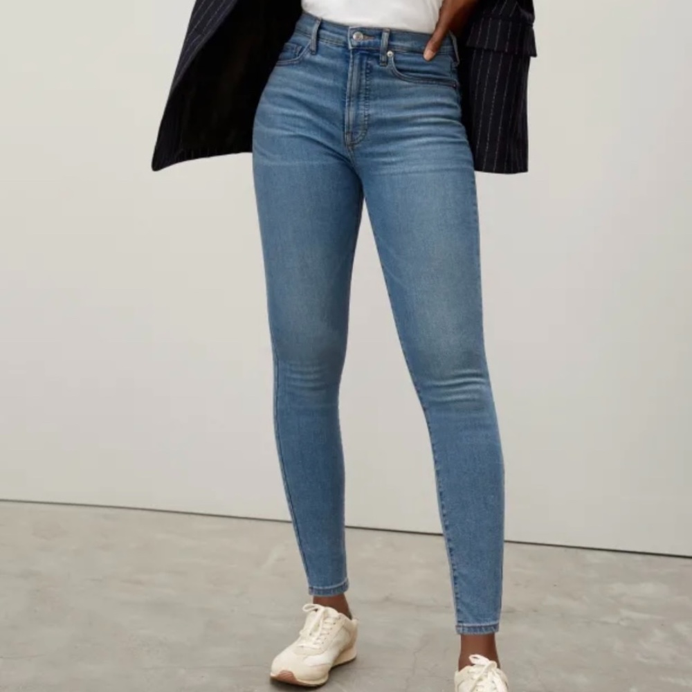 NWT Everlane Authentic Stretch High-Rise Skinny Ankle Jeans Size 23 Vintage Blue